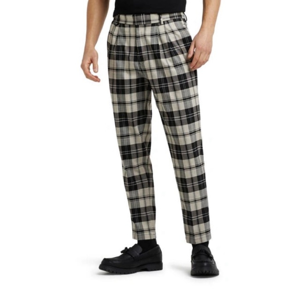 River Island Check Pleated Tapered Men’s Trousers